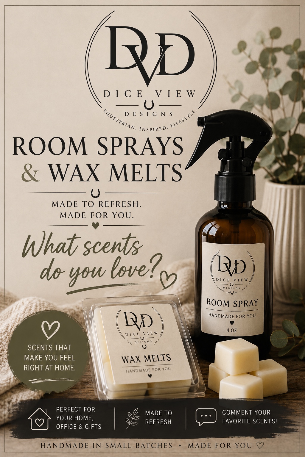 Dice View Designs room sprays and wax melts