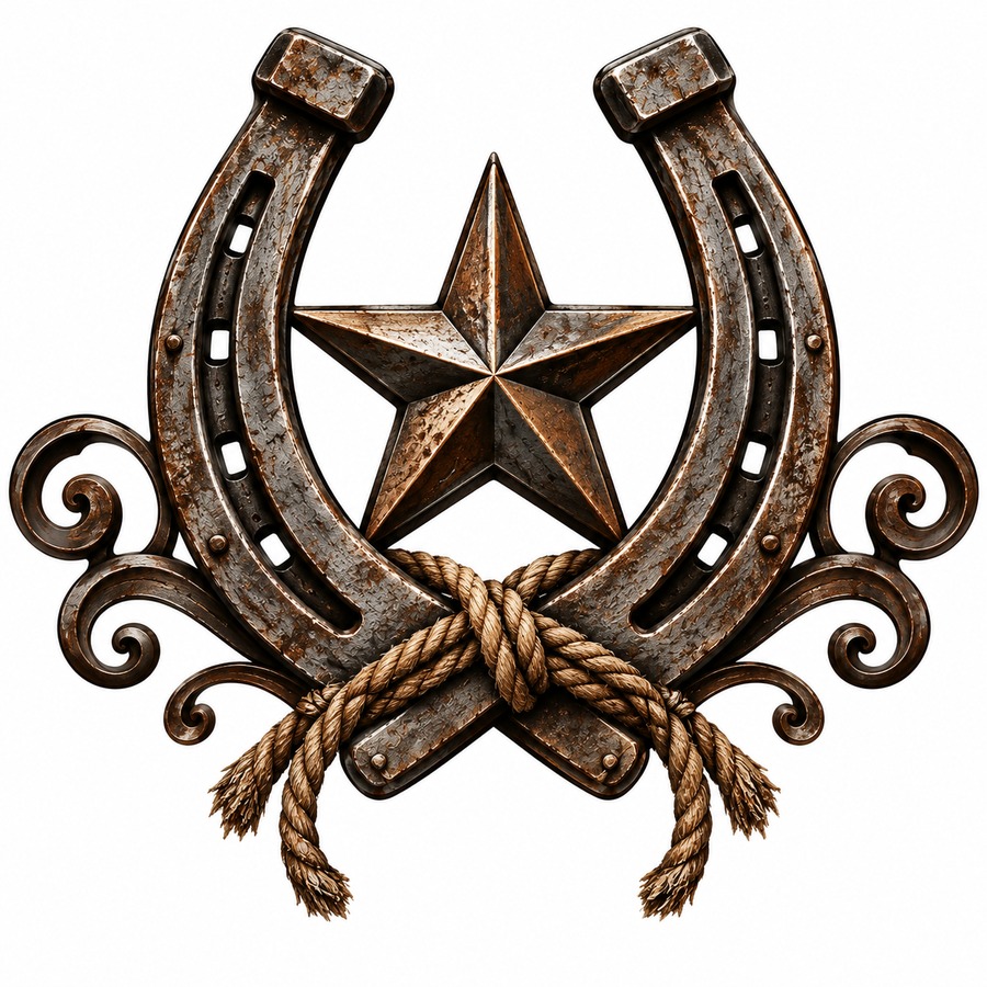 Rustic Western Horseshoe Star